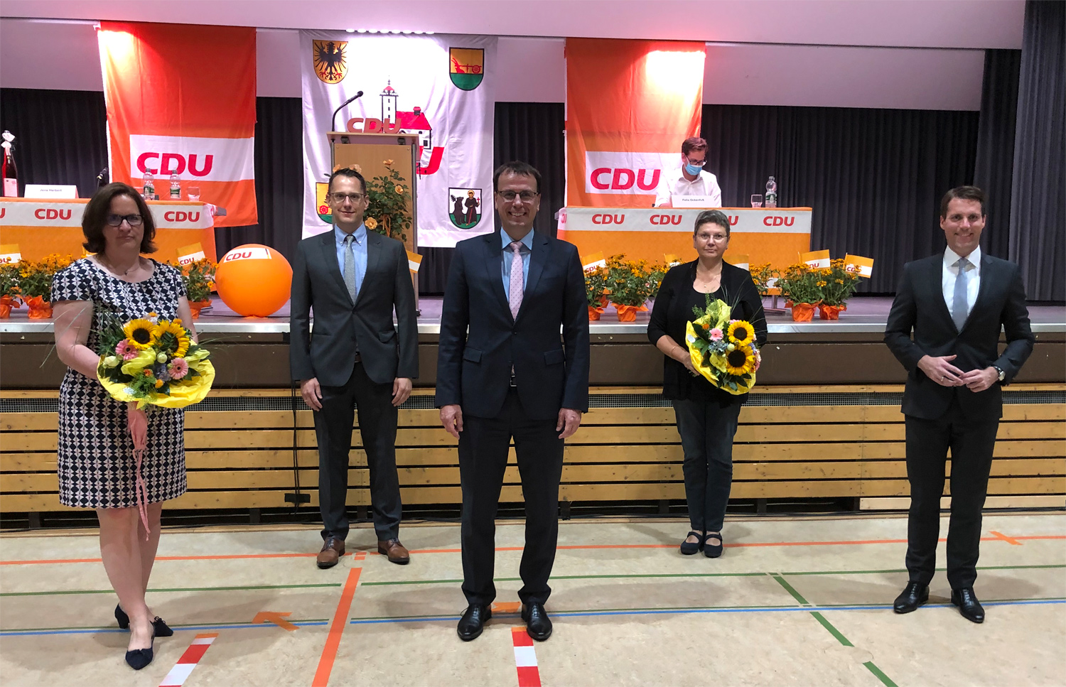 CDU stellte Landtagskandidaten für Wahlkreis Offenburg auf: Ersatzbewerberin  Dr. Simone Lenenbach, Versammlungsleiter Jens Herbert, Volker Schebesta, Anja Jilg, frühere Ersatzbewerberin, und Manuel Hagel MdL, Generalsekretär CDU Baden-Württemberg (von links nach rechts)